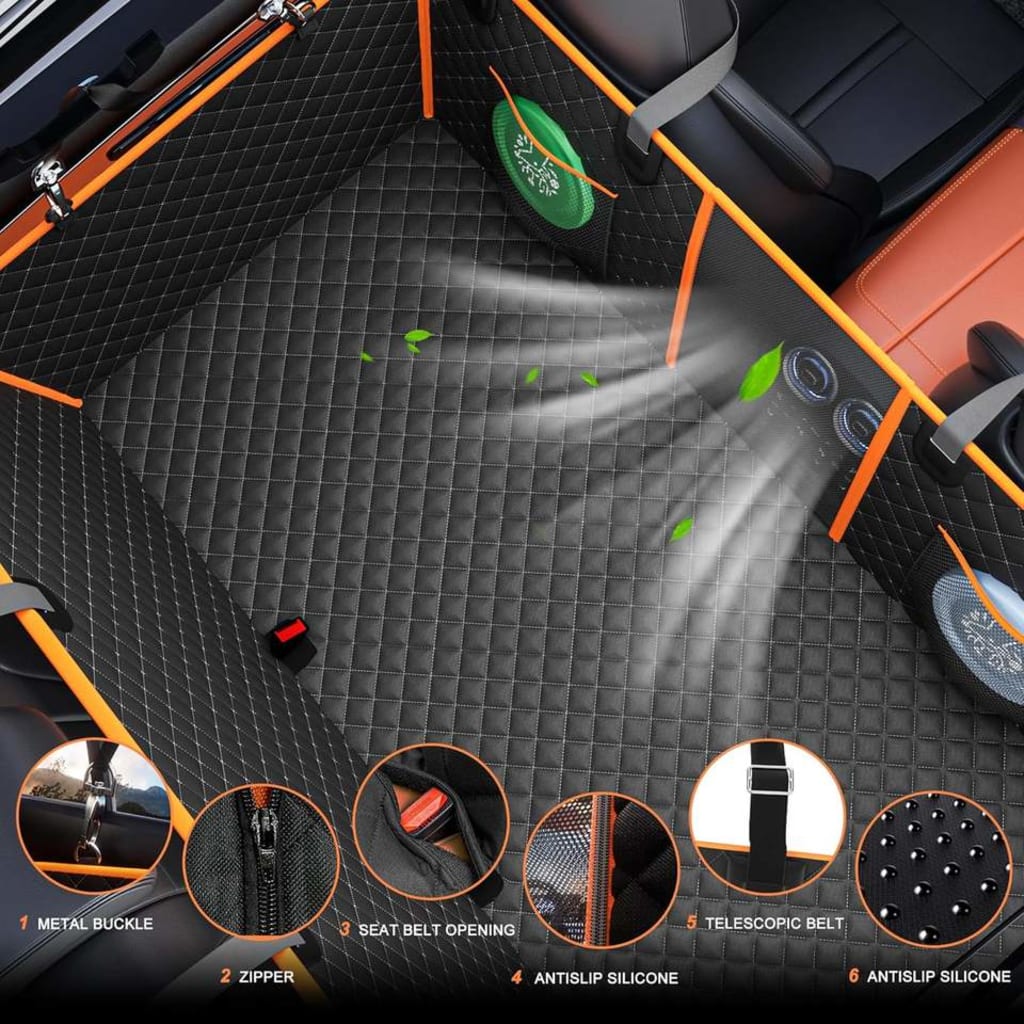 Chilino Waterproof Pet Car Bed Large Space Hard-Bottom Dog Car Seat Cover Backseat Extender for SUV Truck 420lbs Premium Dog